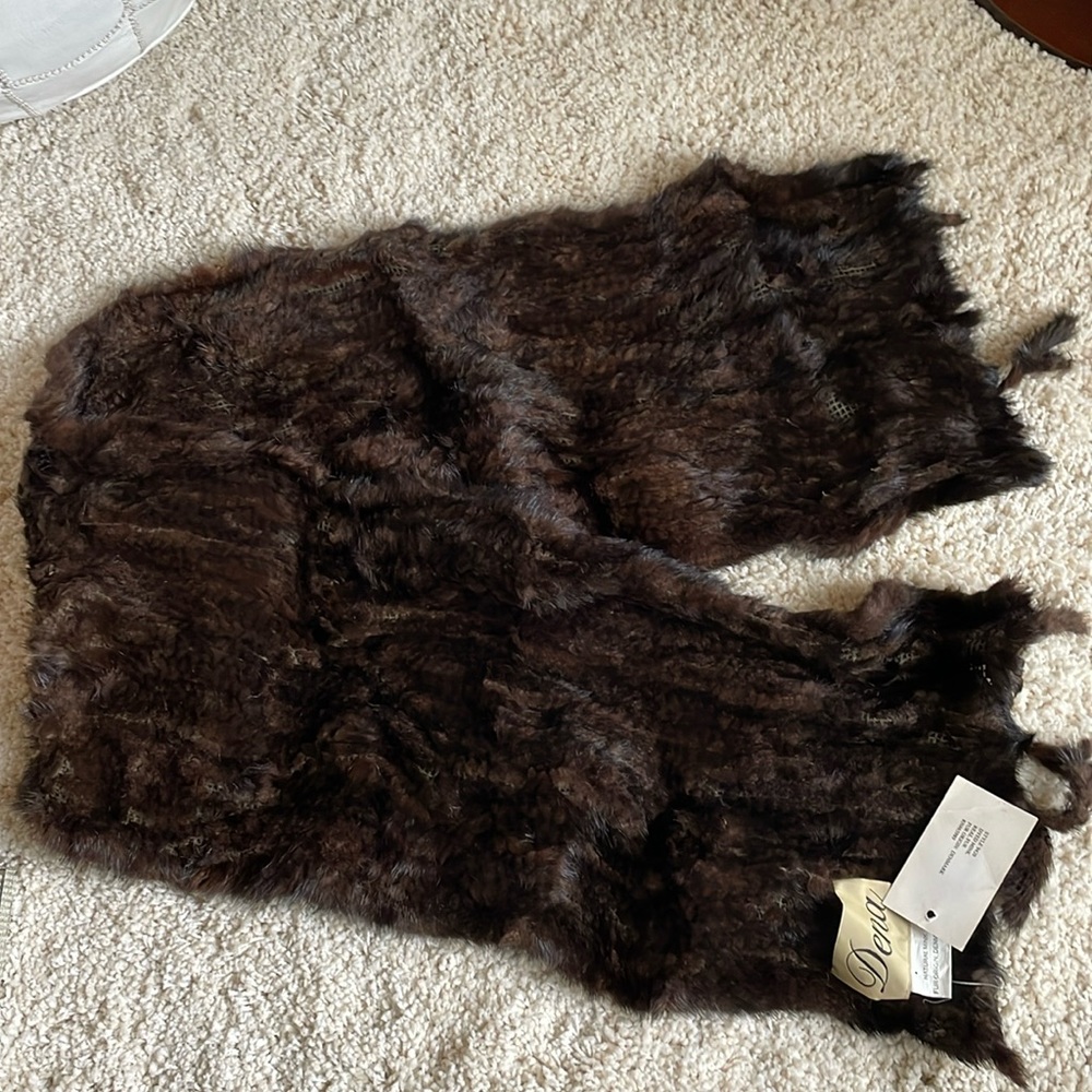 Dyed 60” real natural mink brown fur Denmark Dena shawl blanket jacket scarf